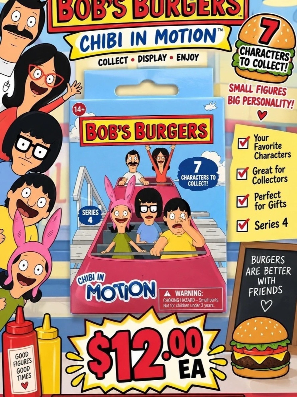 Bob's Burgers Chibi in Motion Series 4 Collectible Figure Set NWT